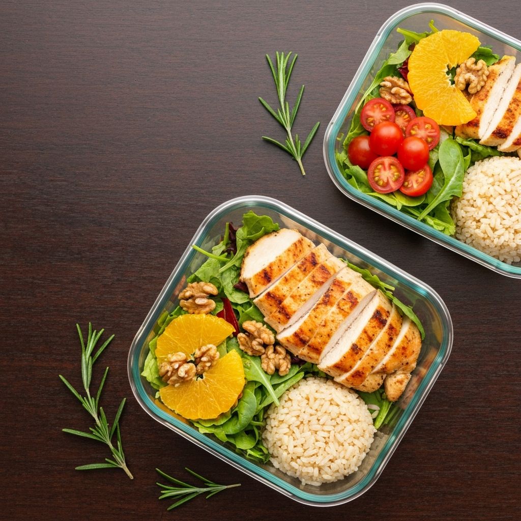 Marmitas saudáveis e ingredientes frescos